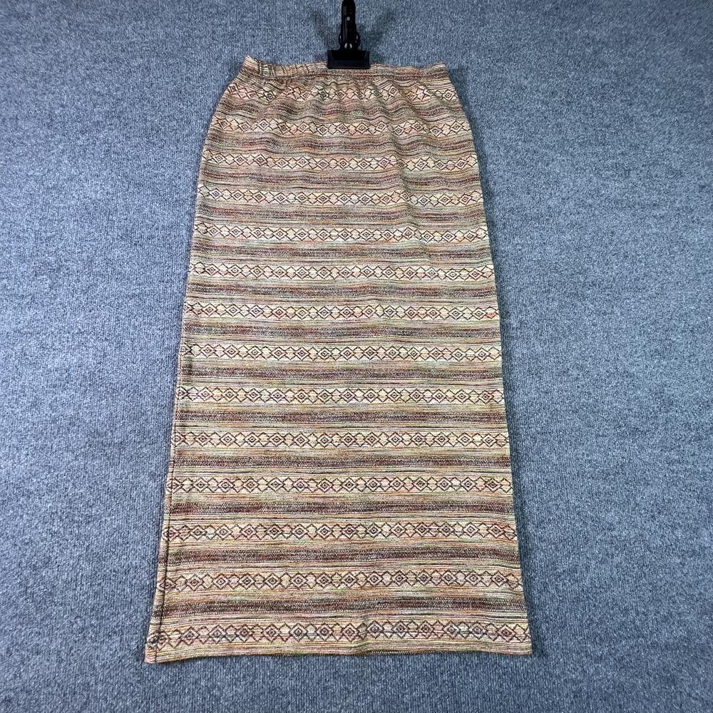 Tsunami Straight & Pencil Skirt Women M Brown Polyester Geometric Preppy Stretch